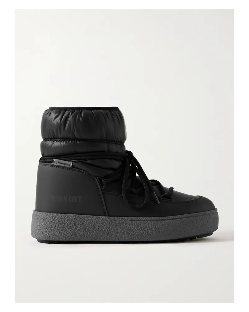 Moon Boot Ltrack Quilted Shell And Faux Leather Snow Boots - Black Black