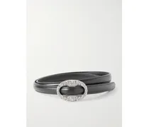 Crystal-embellished Leather Belt - Black