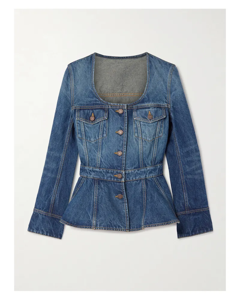 Chloé Jacke Aus Bio-denim Mit Schößchen - Blau Blau