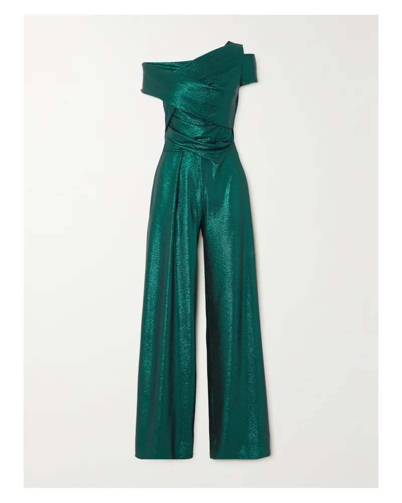 Talbot Runhof Asymmetrischer Jumpsuit Aus Stretch-jersey Mit Pailletten - Grün Grün