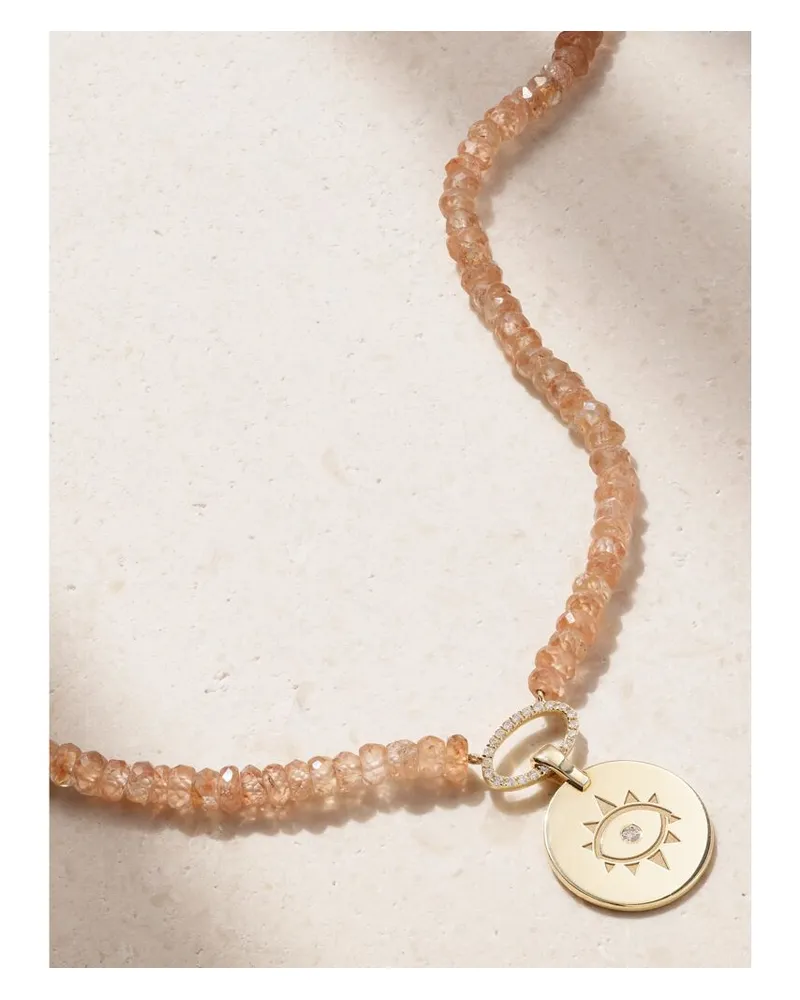 Diane Kordas Evil Eye Kette Aus 14 Karat Gold Mit Zirkonen Und Diamanten Gold