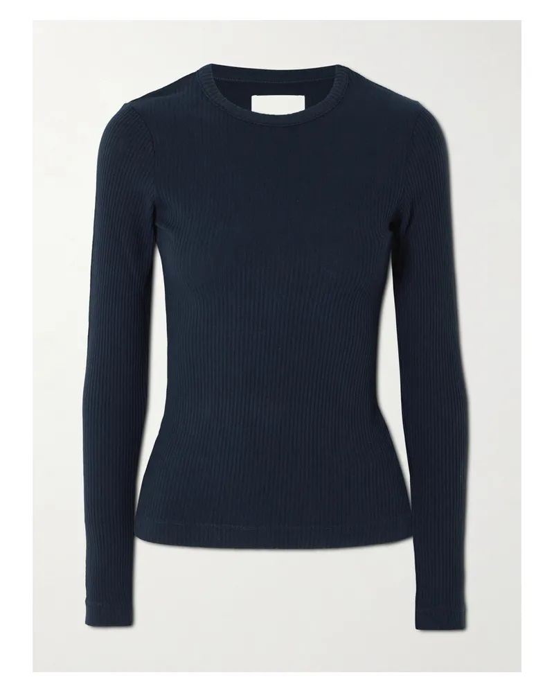 Citizens of humanity Bina Ribbed Lyocell And Organic Cotton-blend T-shirt - Blue Blue