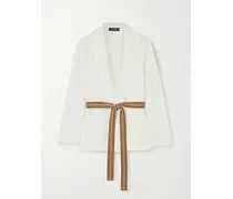 Belted Silk And Cotton-blend Cardigan - Ivory