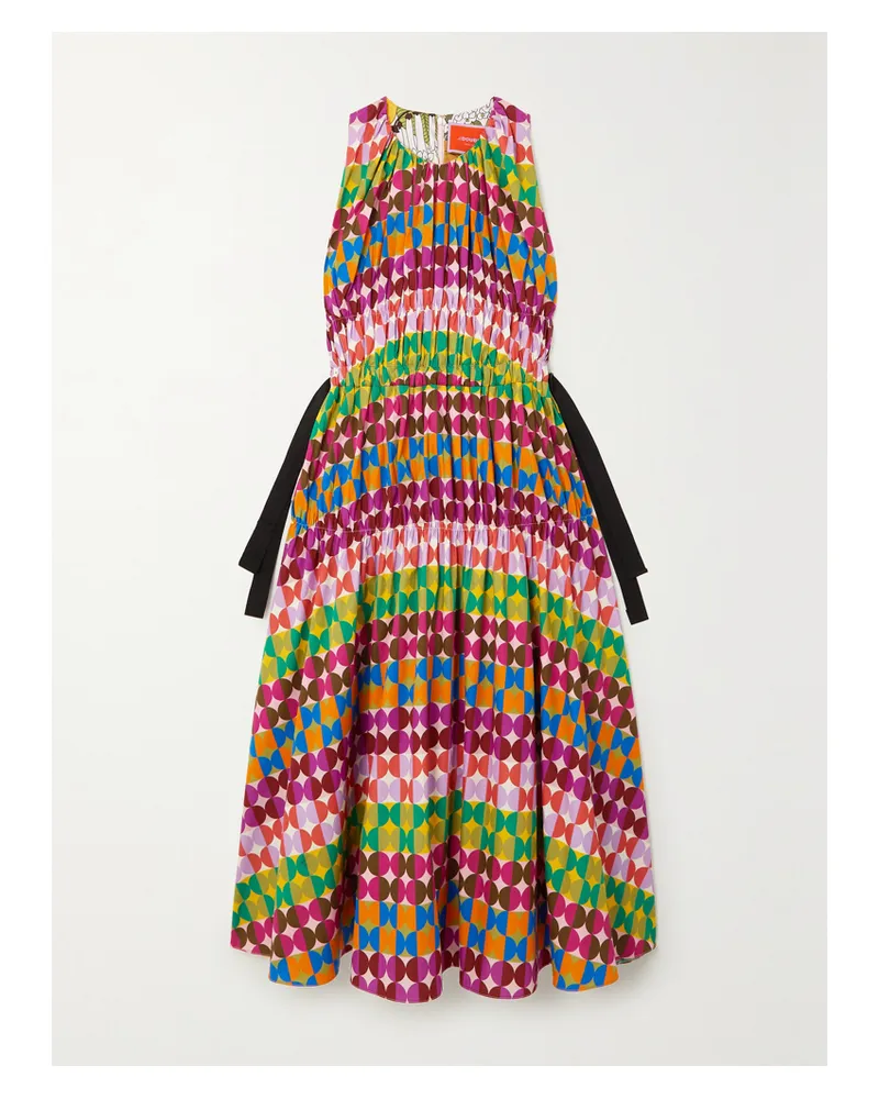 La DoubleJ Biennale Midikleid Aus Bedruckter Popeline Zum Binden - Mehrfarbig Mehrfarbig