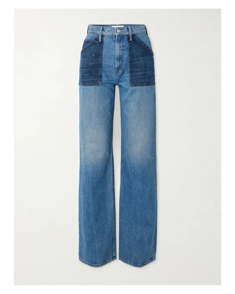 Mother Net Sustain The Patch Maven Heel Hoch Sitzende, Zweifarbige Jeans Mit Geradem Bein - Blau Blau