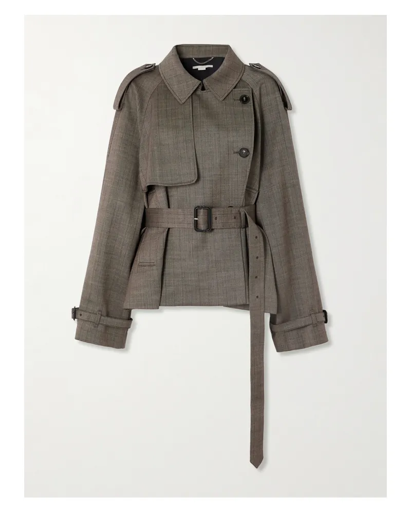 Stella McCartney Doppelreihige Jacke Aus Tweed Aus Einer Wollmischung Mit Bindegürtel Und Karomuster - Braun Braun