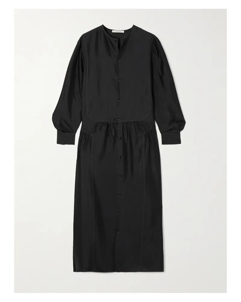 Christophe Lemaire Maxi-hemdblusenkleid Aus Seidensatin - Schwarz Schwarz