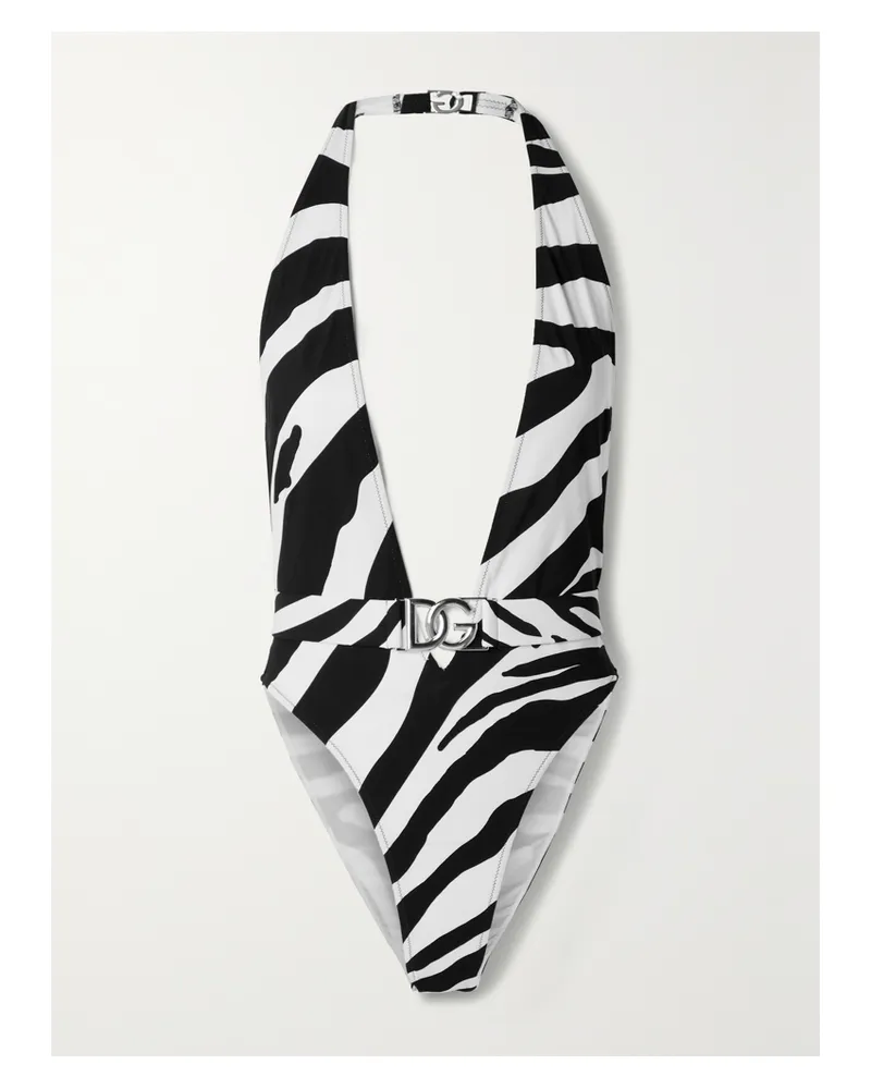 Dolce & Gabbana Neckholder-badeanzug Mit Zebraprint Und Gürtel - Animal-Print Animal-print