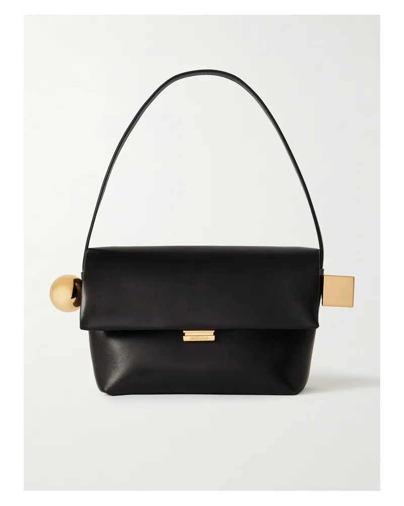 Jacquemus The Rond Carré Schultertasche Aus Leder Mit Verzierungen - Schwarz Schwarz