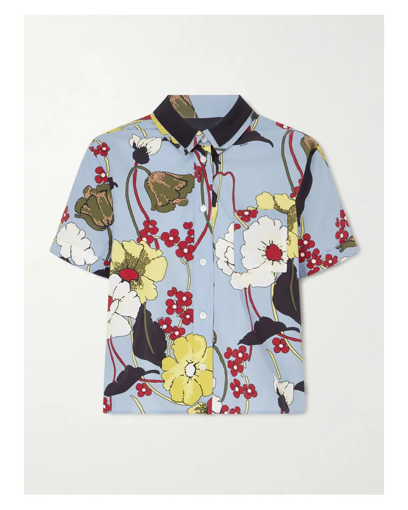 Marni Verkürztes Hemd Aus Baumwollpopeline Mit Blumenprint - Blau Blau