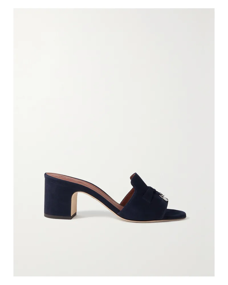 Loro Piana Summer Charms Mules Aus Veloursleder Mit Verzierung - Blau Blau