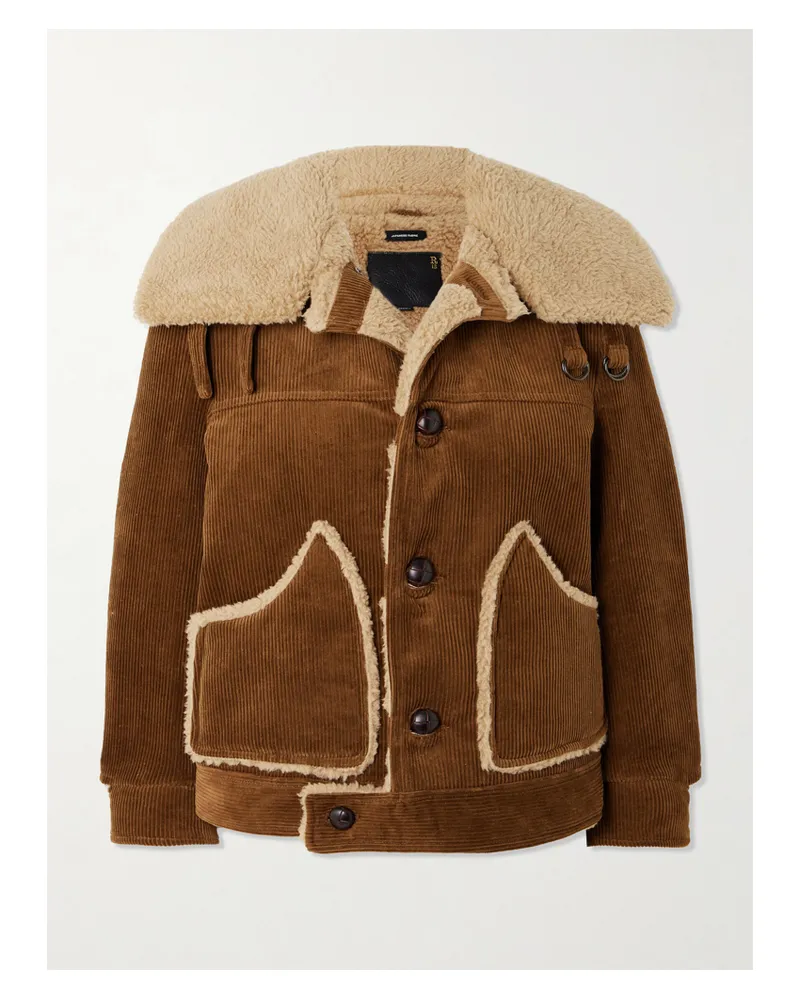 R13 Jacke Aus Baumwollcord Mit Futter Aus Shearling-imitat - Braun Braun