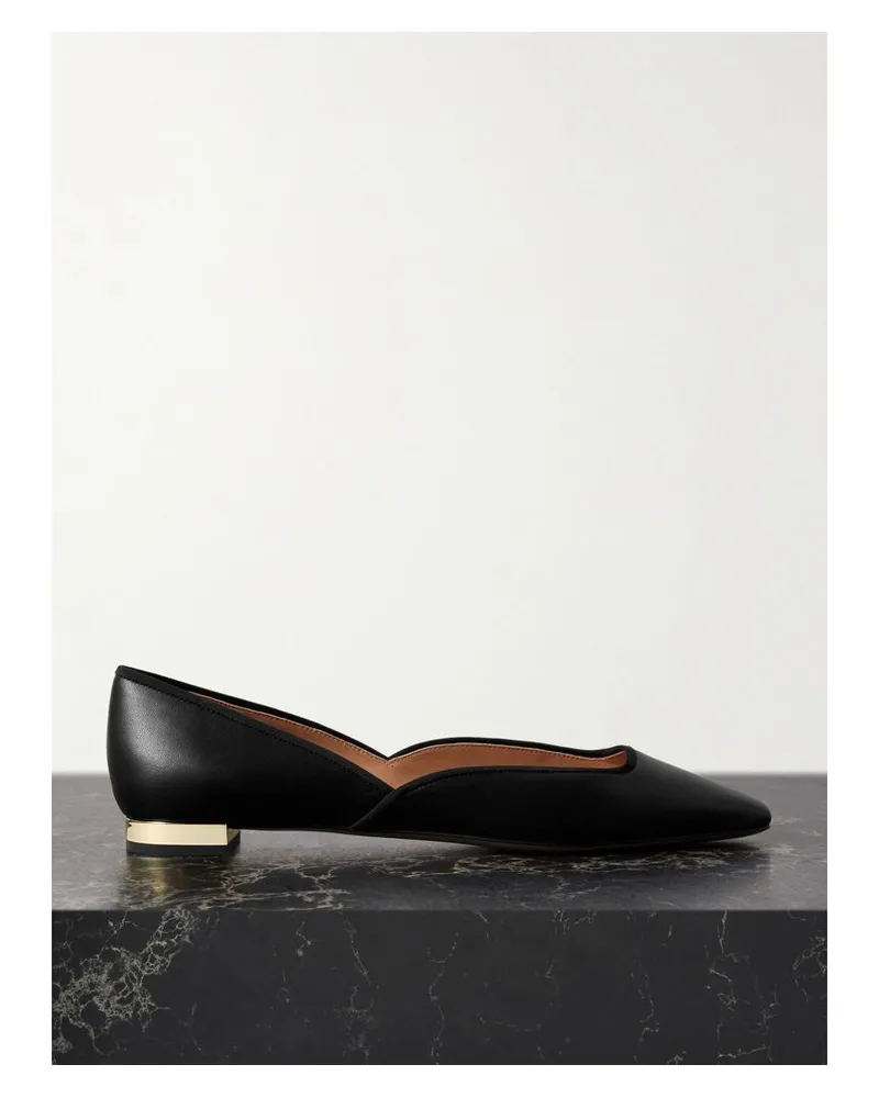 Aquazzura Maia Ballerinas Aus Leder Mit Ripsbandbesätzen - Schwarz Schwarz