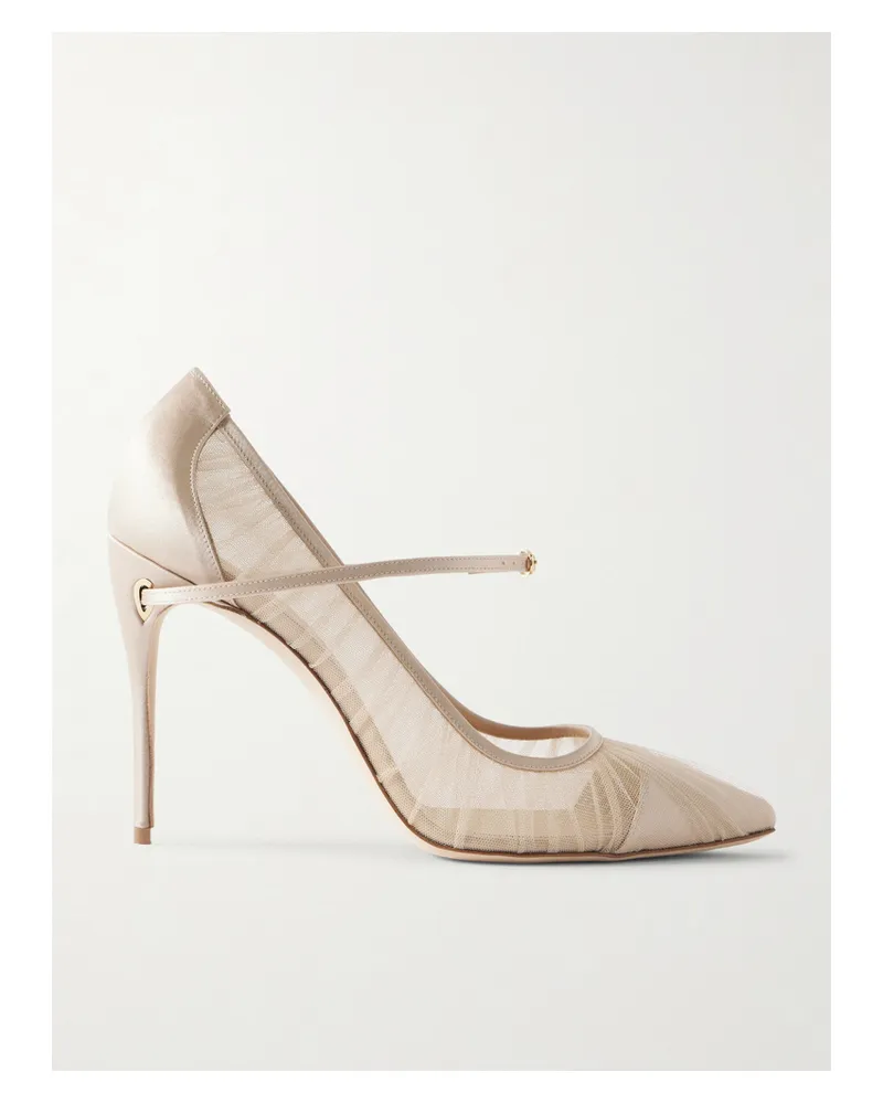 Jennifer Chamandi Lorenzo 105 Pumps Aus Tüll Mit Falten Und Satinbesätzen - Creme Creme