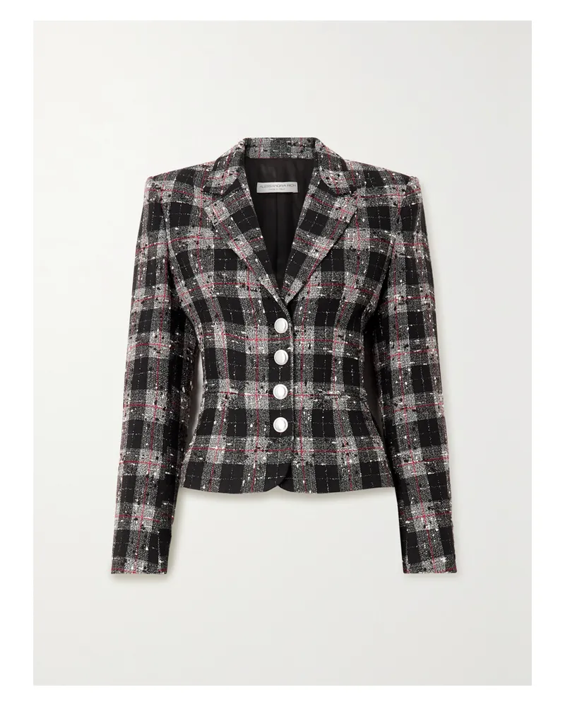 Alessandra Rich Blazer Aus Kariertem Bouclé Aus Einer Wollmischung - Schwarz Schwarz
