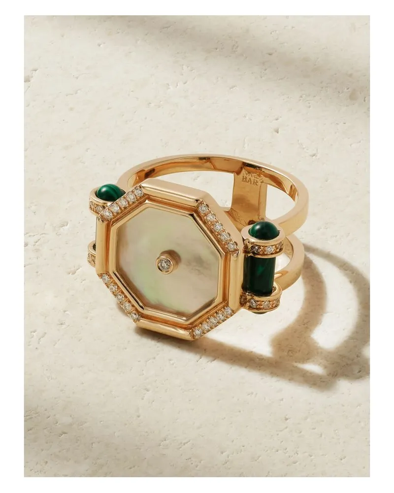 L’Atelier Nawbar Pillar Of Light Ring Aus 18 Karat Gold Mit Mehreren Steinen - Weiß Weiß