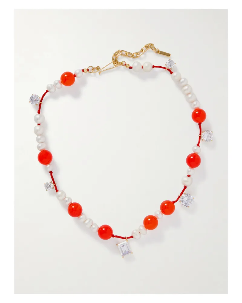 Completedworks Kette Aus Kordel Mit Zierperlen, Perlen, Kristallen Und Details Aus Recyceltem Gold-vermeil - Orange Orange