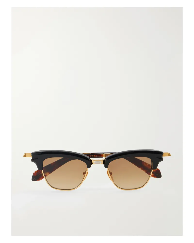 Jacques Marie Mage Sartre Sonnenbrille Mit D-rahmen Aus Azetat Und Metall - Schwarz Schwarz