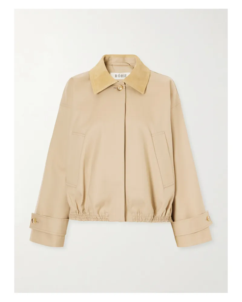 Róhe Suede-trimmed Cotton Blouson Jacket - Neutrals Neutrals