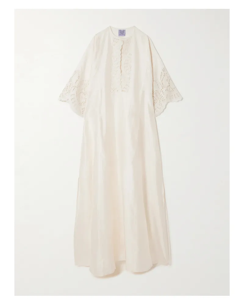 Thierry Colson Rachel Kaftan Aus Einer Baumwoll-seidenmischung Mit Lochstickerei - Weiß Weiß