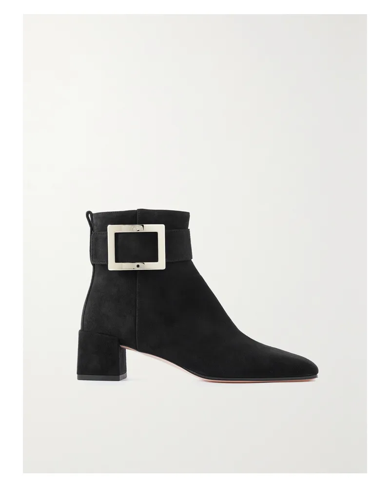 Roger Vivier So Vivier Ankle Boots Aus Veloursleder Mit Schnalle - Schwarz Schwarz