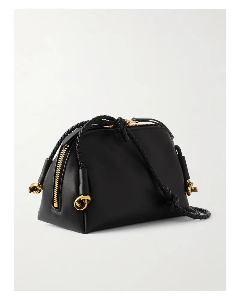 Bottega Veneta Concert Small Intrecciato Trimmed Leather Pouch - Black Black