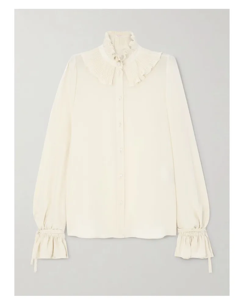 Valentino Garavani Bluse Aus Crêpe De Chine Aus Seide Mit Rüschen - Neutral Neutral