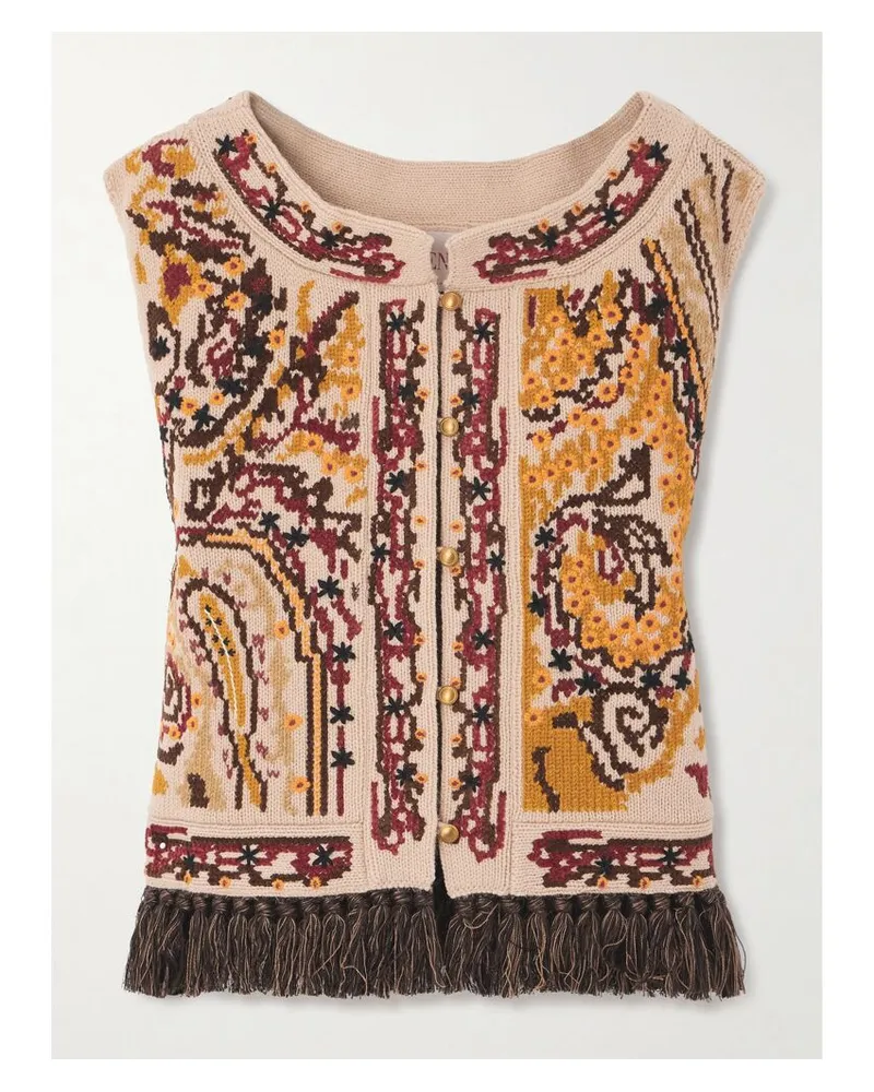 Valentino Garavani Weste Aus Wolle Mit Stickereien Und Fransen - Neutral Neutral