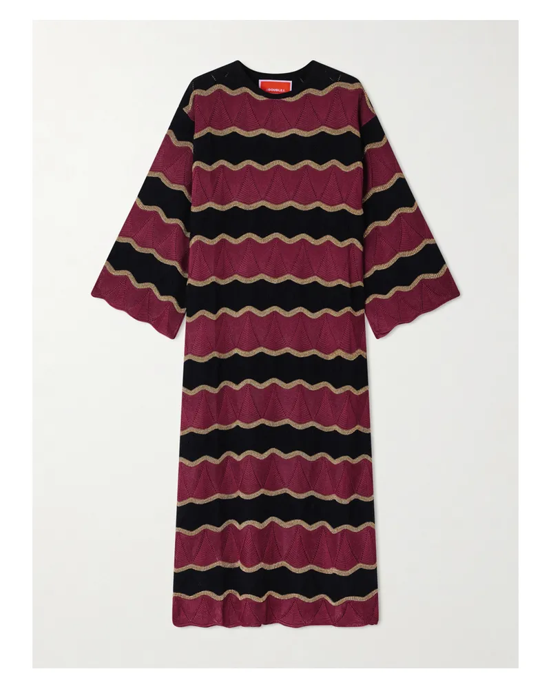 La DoubleJ Striped Cotton-blend Midi Dress - Red Red