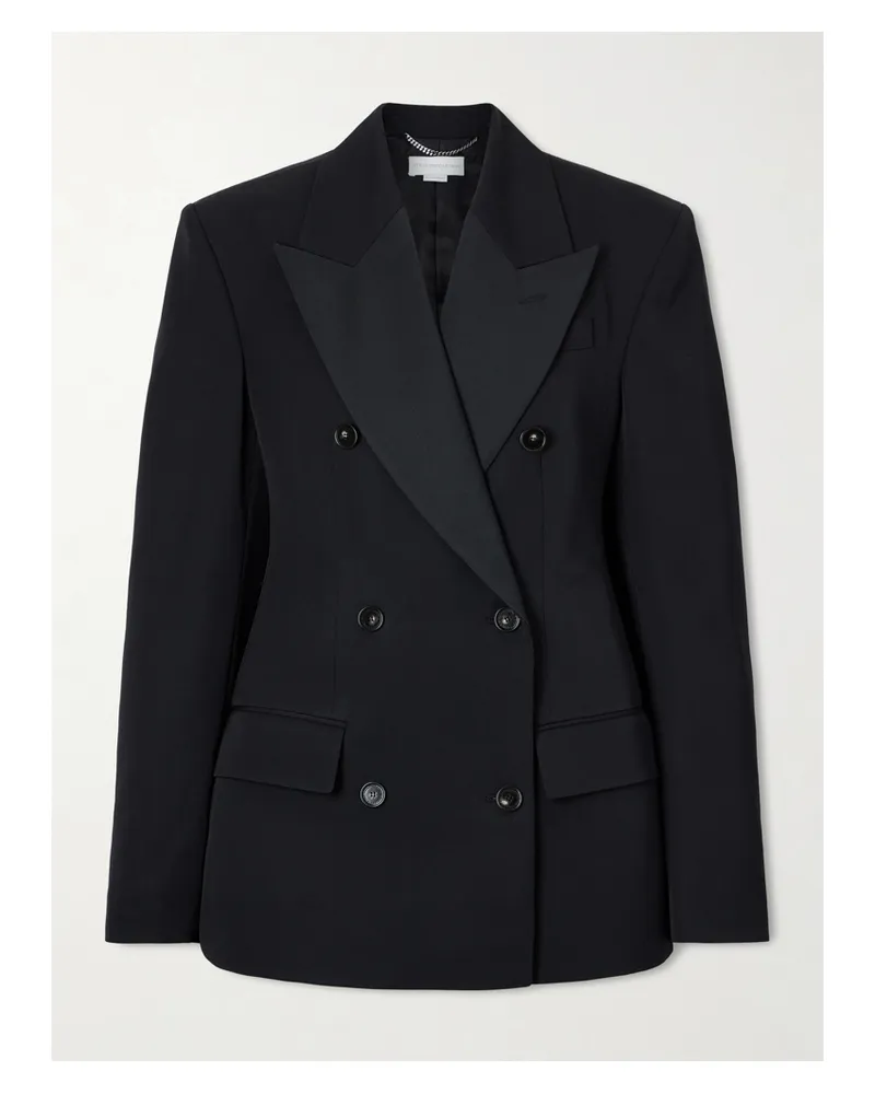 Stella McCartney Doppelreihiger Blazer Aus Wolle Mit Twill-besatz - Schwarz Schwarz