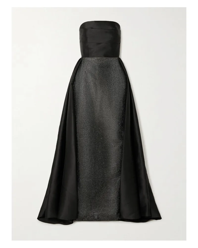 Solace London Tiffany Trägerlose Robe Aus Glänzendem Twill Mit Falten - Schwarz Schwarz