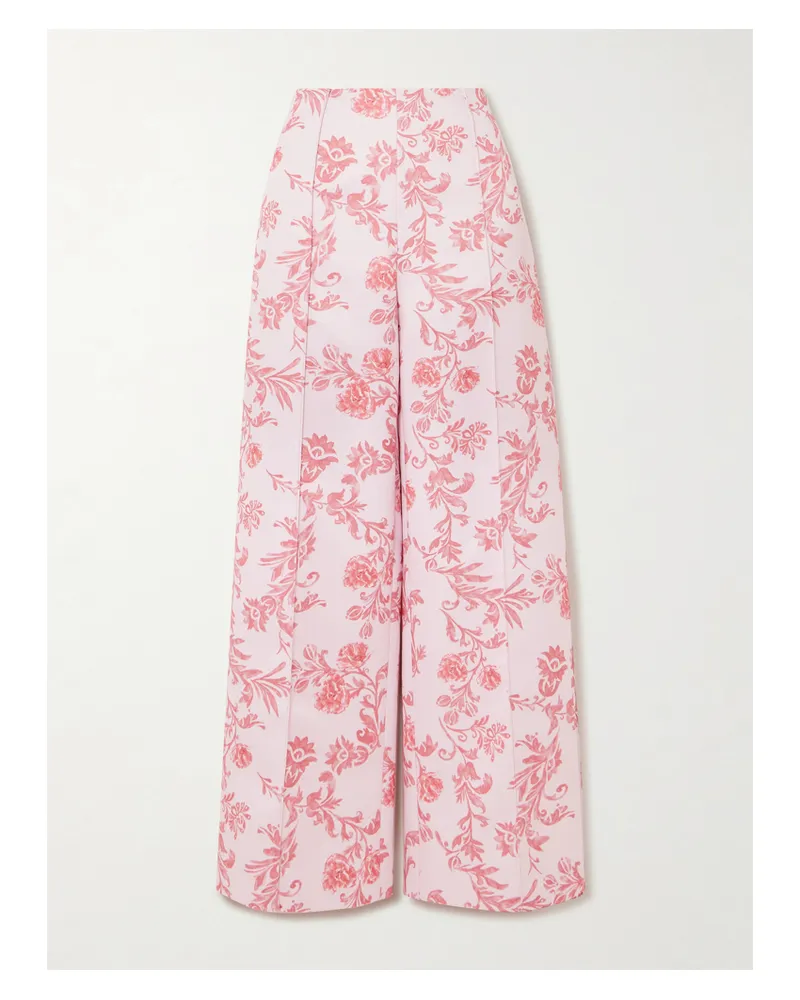 EMILIA WICKSTEAD Daffy Hose Mit Weitem Bein Aus Faille Mit Blumenprint - Pink Pink
