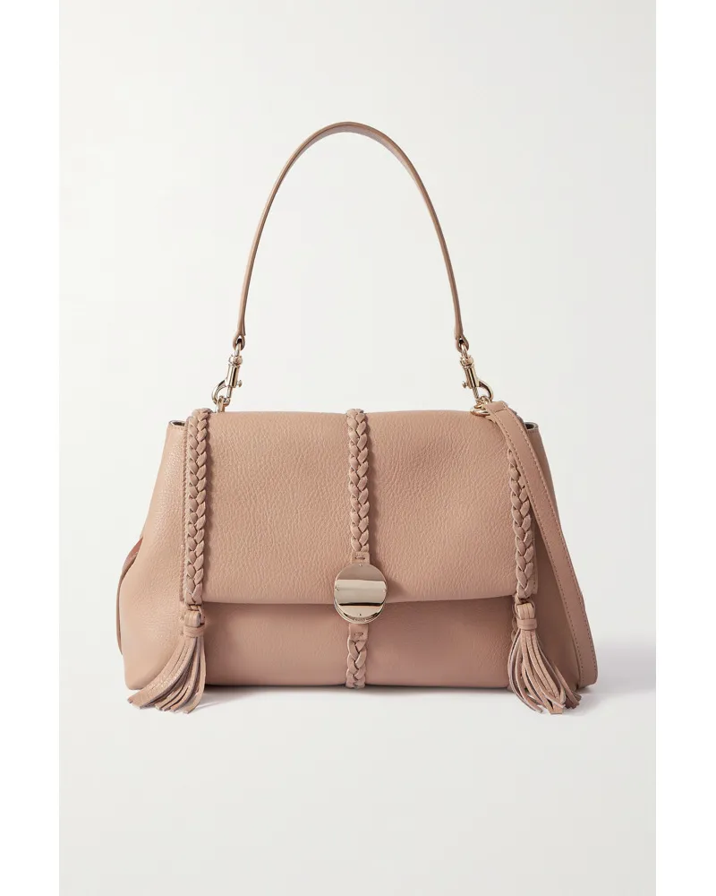 Chloé Net Sustain Penelope Schultertasche aus Strukturiertem Leder Neutral