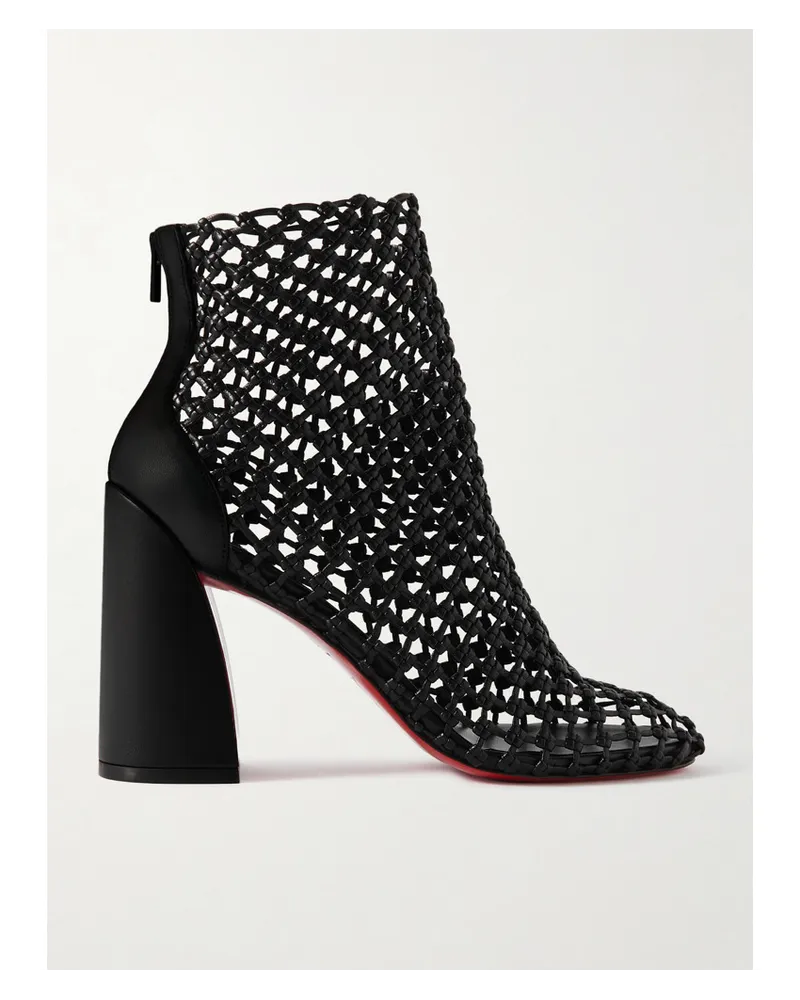 Christian Louboutin Porlibooty Ankle Boots aus Geflochtenem Leder Schwarz