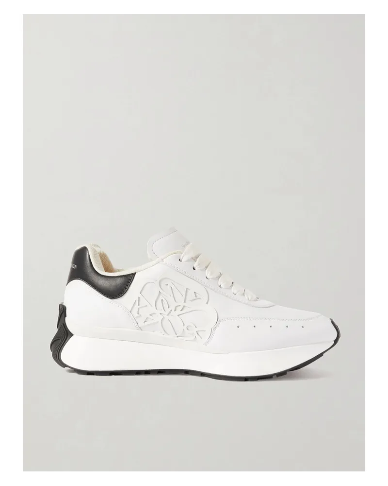 Alexander McQueen Sprint Runner Zweifarbige Sneakers aus Leder Weiß