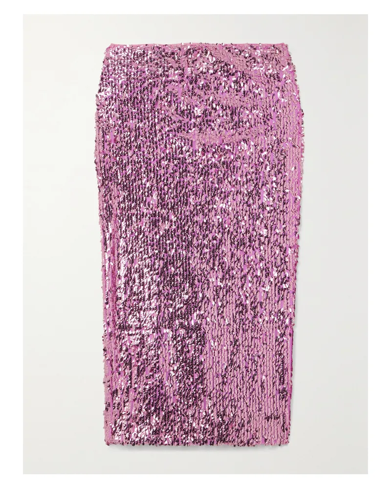 ROTATE Birger Christensen Net Sustain Tasha Midirock Aus Recyceltem Tüll Mit Pailletten - Pink Pink