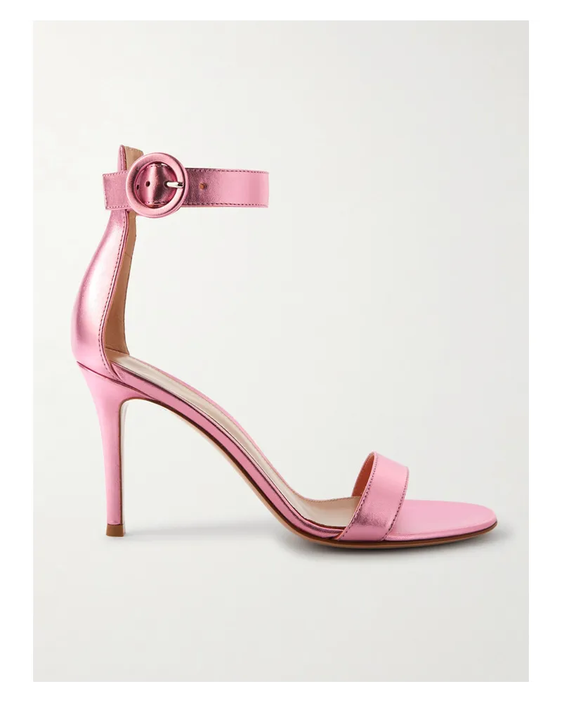 Gianvito Rossi Portofino 85 Sandalen aus Metallic-leder Pink