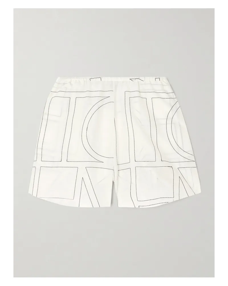 Totême Shorts Aus Einer Biobaumwoll-seidenmischung Mit Stickereien - Weiß Weiß