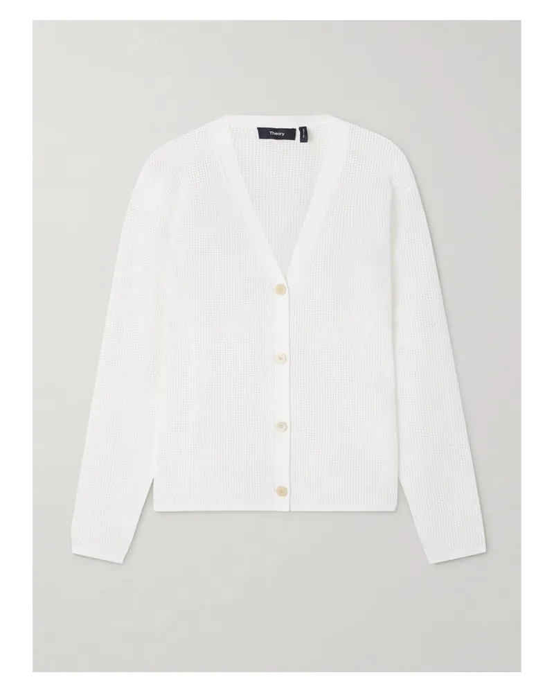 Theory Cardigan Aus Pointelle-strick - Weiß Weiß