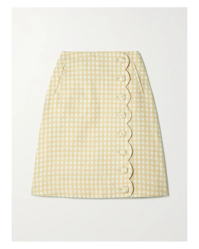 Lisa Marie Fernandez Rock Aus Kariertem Bouclé-jacquard Aus Einer Baumwollmischung Mit Wellenkante - Gelb Gelb