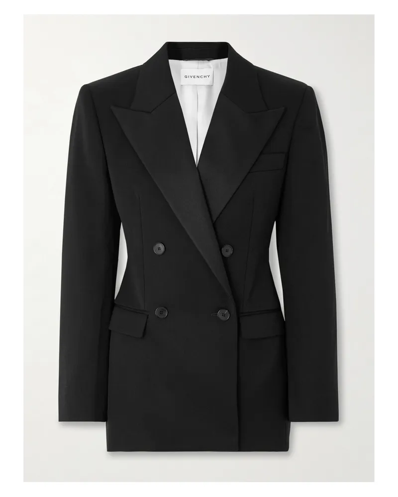 Givenchy Doppelreihiger Blazer Aus Grain De Poudre Aus Wolle Mit Faille-besätzen - Schwarz Schwarz