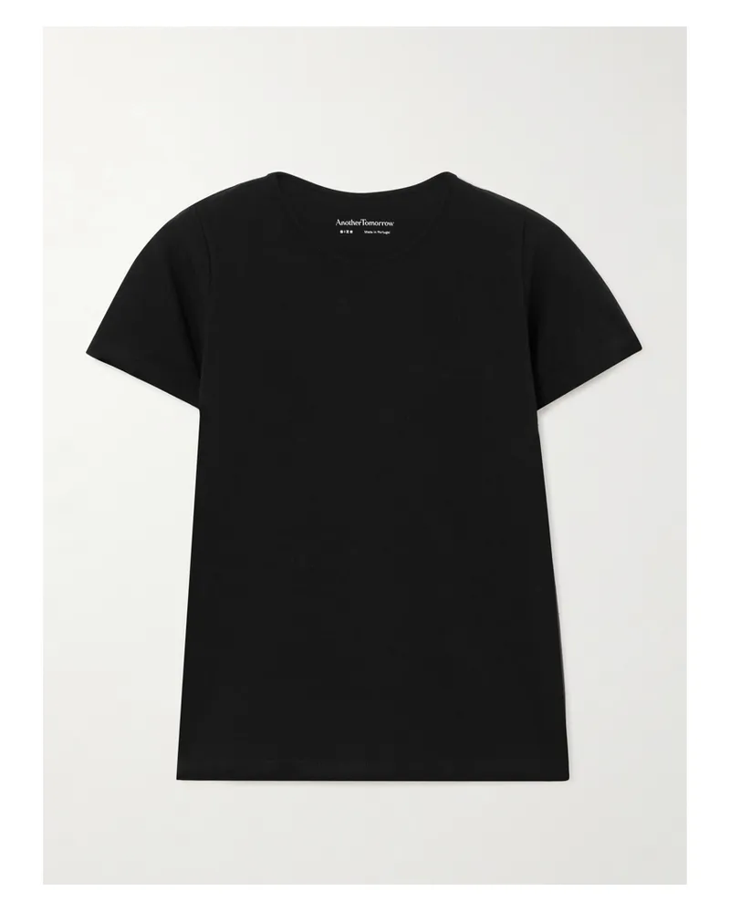 Another Tomorrow Stretch Organic Cotton And Lyocell-blend Jersey T-shirt - Black Black