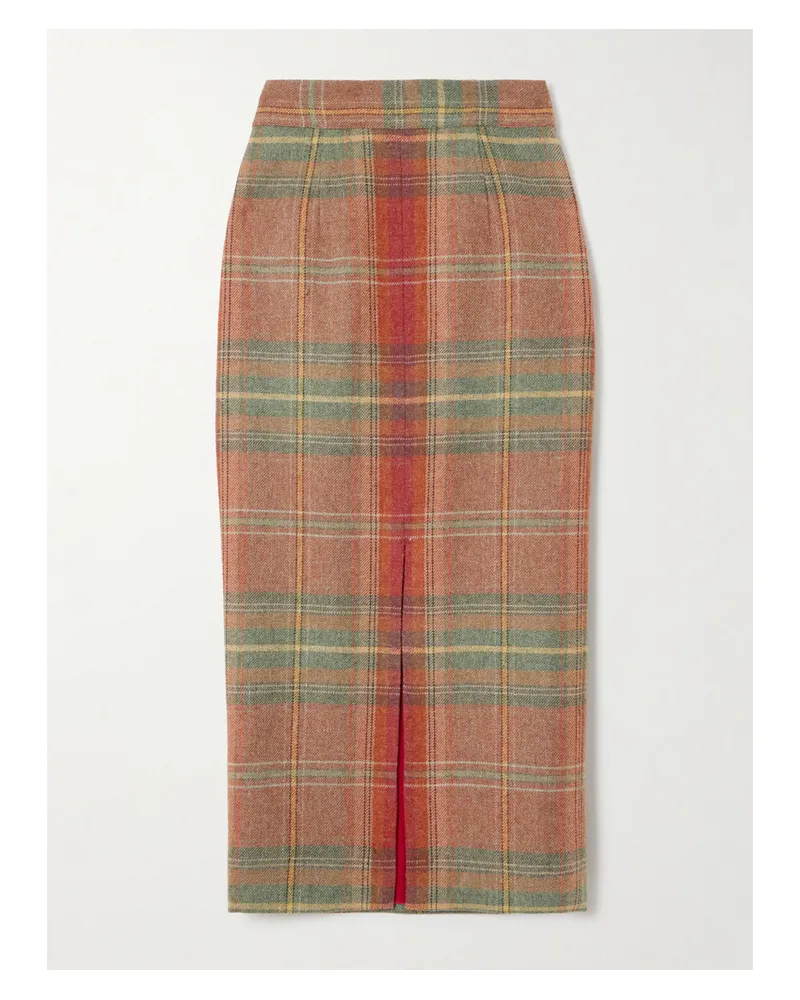 Marta Ferri Cipriani Checked Wool Midi Skirt - Red Red