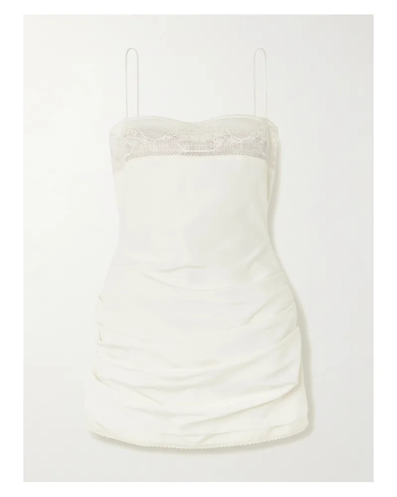 Magda Butrym Minikleid Aus Seide Mit Raffungen Und Spitzenbesatz - Creme Creme