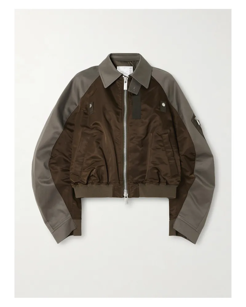 Sacai Bomberjacke Aus Baumwoll-canvas Und Shell - Braun Braun