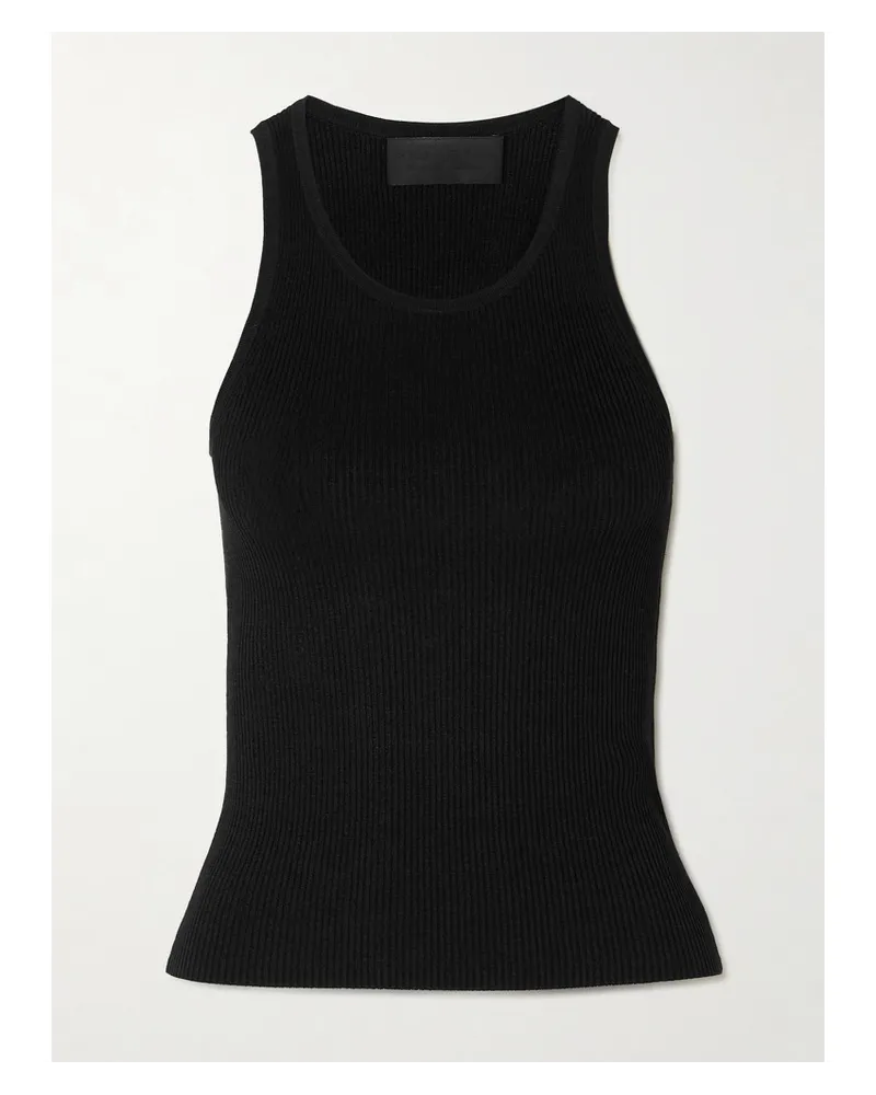 Nili Lotan Lottie Tanktop aus Gerippter Seide Schwarz