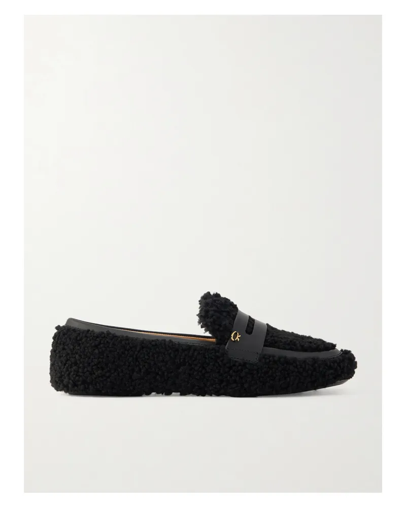 Gianvito Rossi Leather-trimmed Shearling Loafers - Black Black