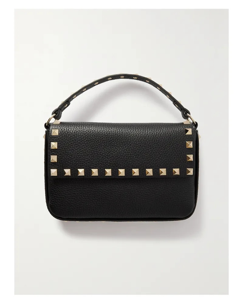 Valentino Garavani Rockstud Schultertasche Aus Strukturiertem Leder - Schwarz Schwarz