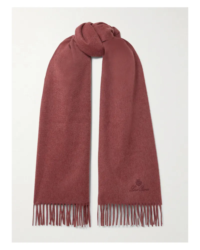 Loro Piana Grande Unita Schal Aus Kaschmir Mit Fransen - Burgunder Burgunder
