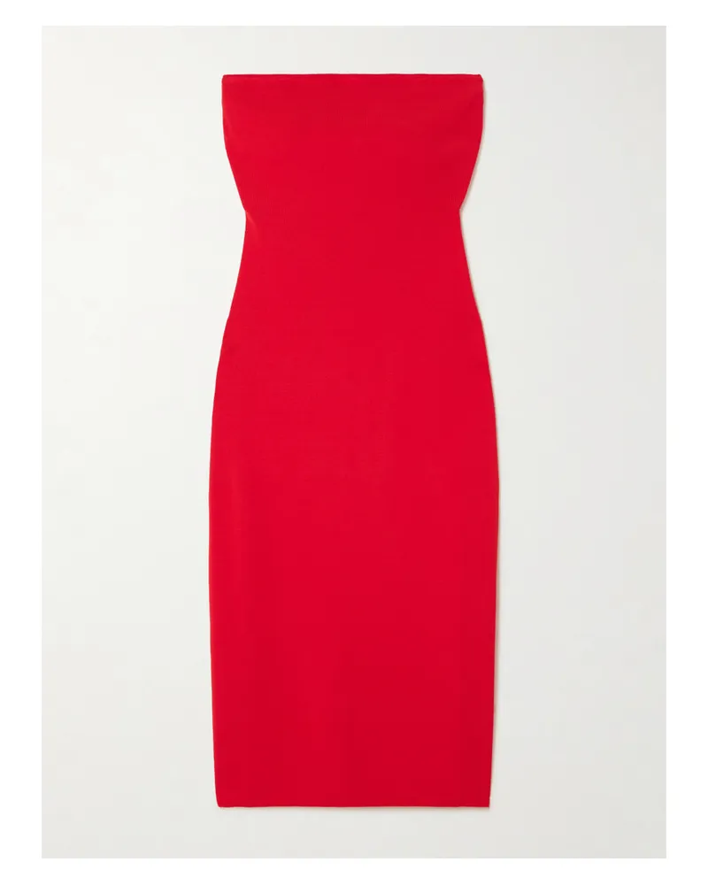 STAUD Canna Trägerloses Midikleid Aus Stretch-jersey - Rot Rot